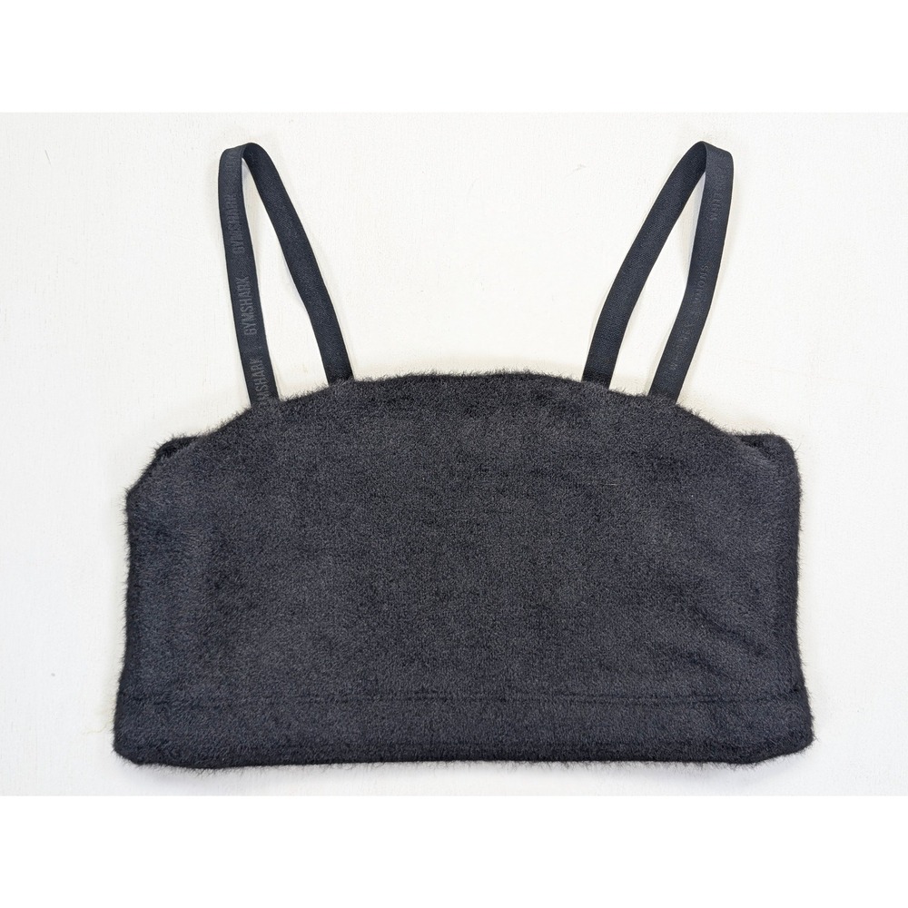 Gymshark Whitney Simmons Fluffy Knit Bandeau Top Black Charcoal Medium B4A4Z